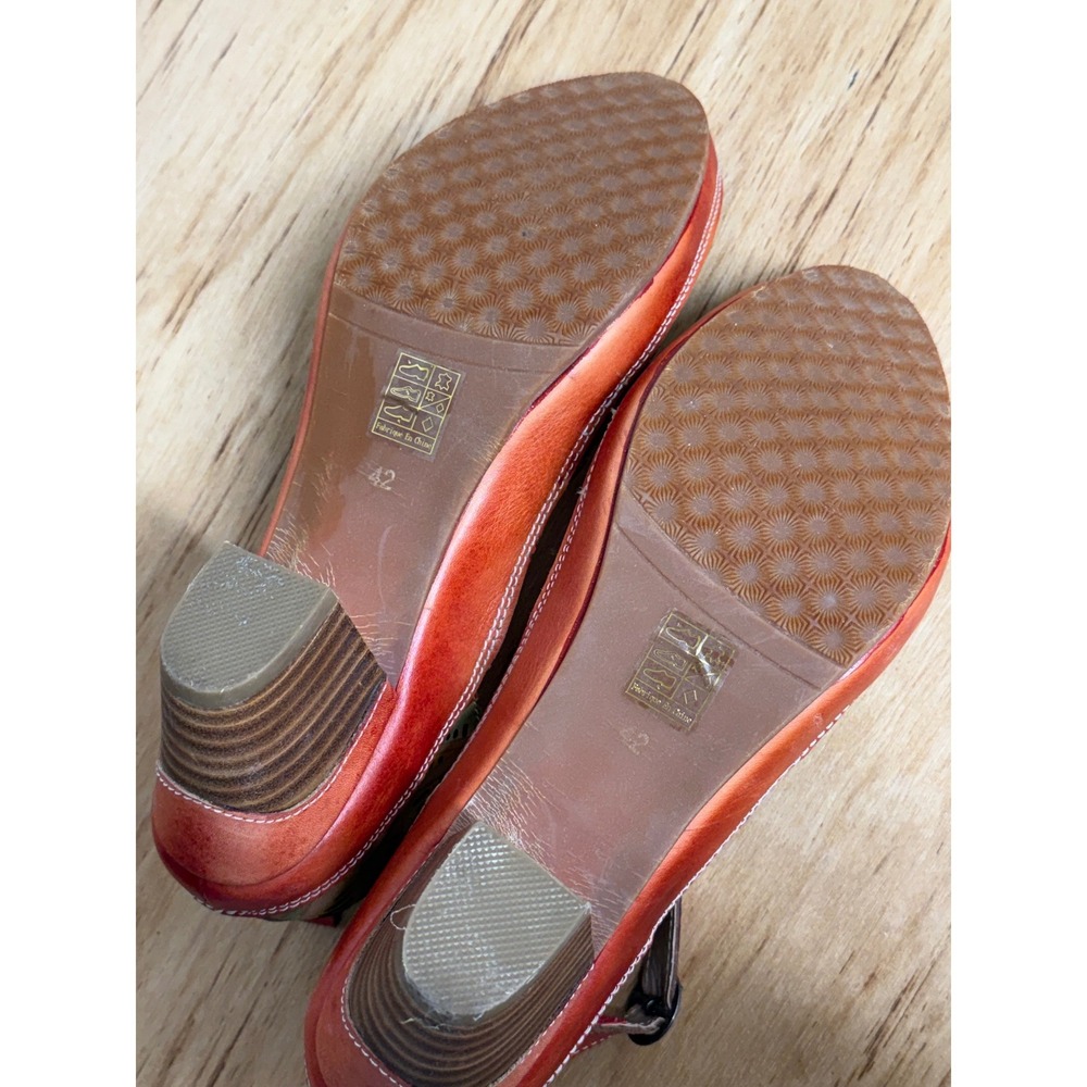 L'Artiste Spring Step Avelle Red Multi Leather Hand Painted‎ Sandals Heels 42 - Picture 7 of 7